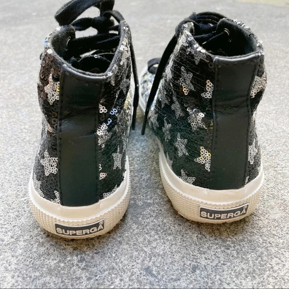 Superga girls sequins star high top sneakers 2.5 - Picture 3 of 8